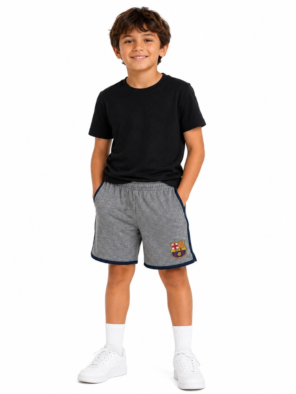FC Barcelona Boys' Gray Athletic Shorts Size Large